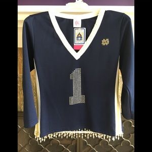 University of Notre Dame Sequin Rhinestone Beaded Top